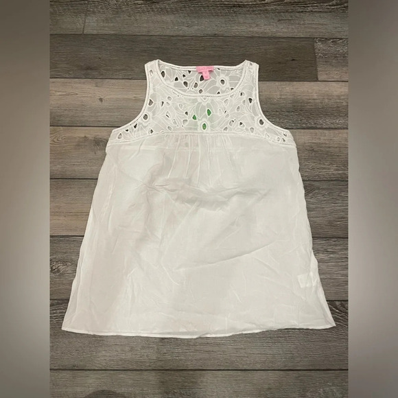 Nwt Lilly Pulitzer Flutter Eyelet Tank Top XS White Sleeveless Cutwork Lace - Picture 1 of 6